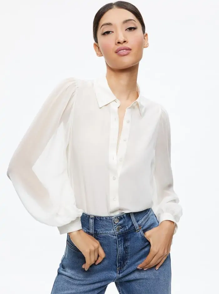 ROANNE BLOUSON SLEEVE BUTTON DOWN